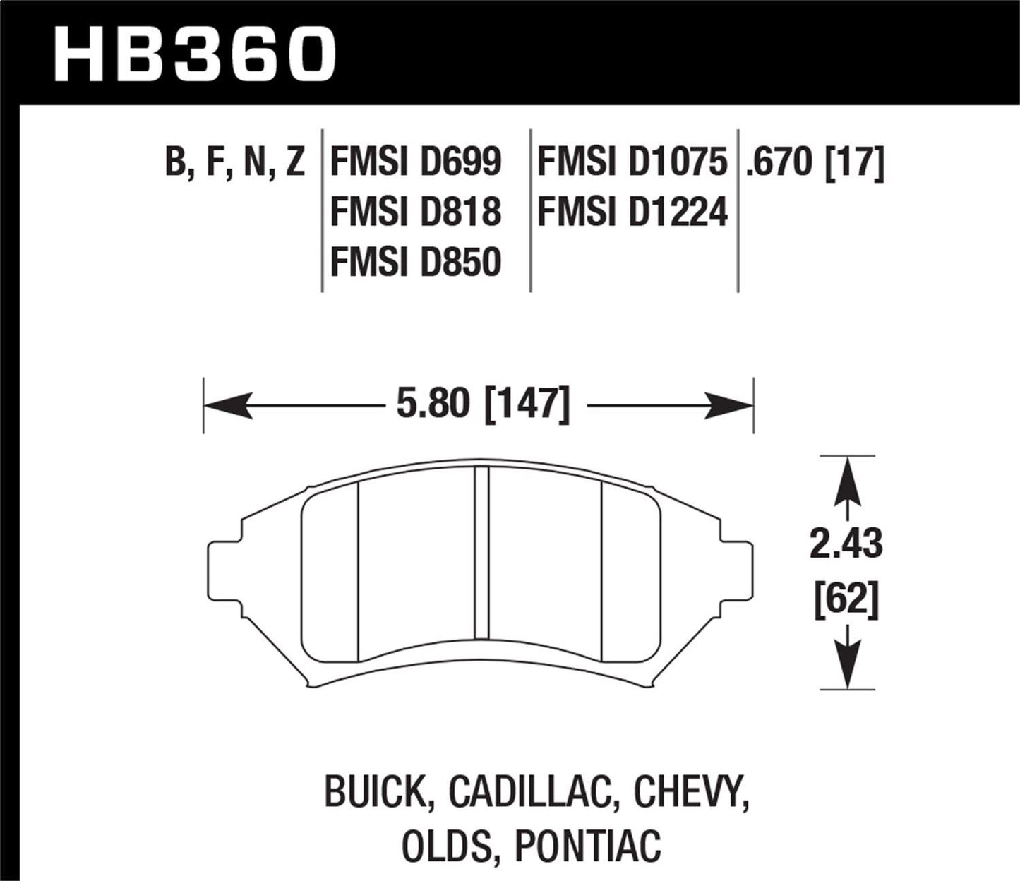 HAWK PERFORMANCE HB360F.670 Disc Brake Pad Set