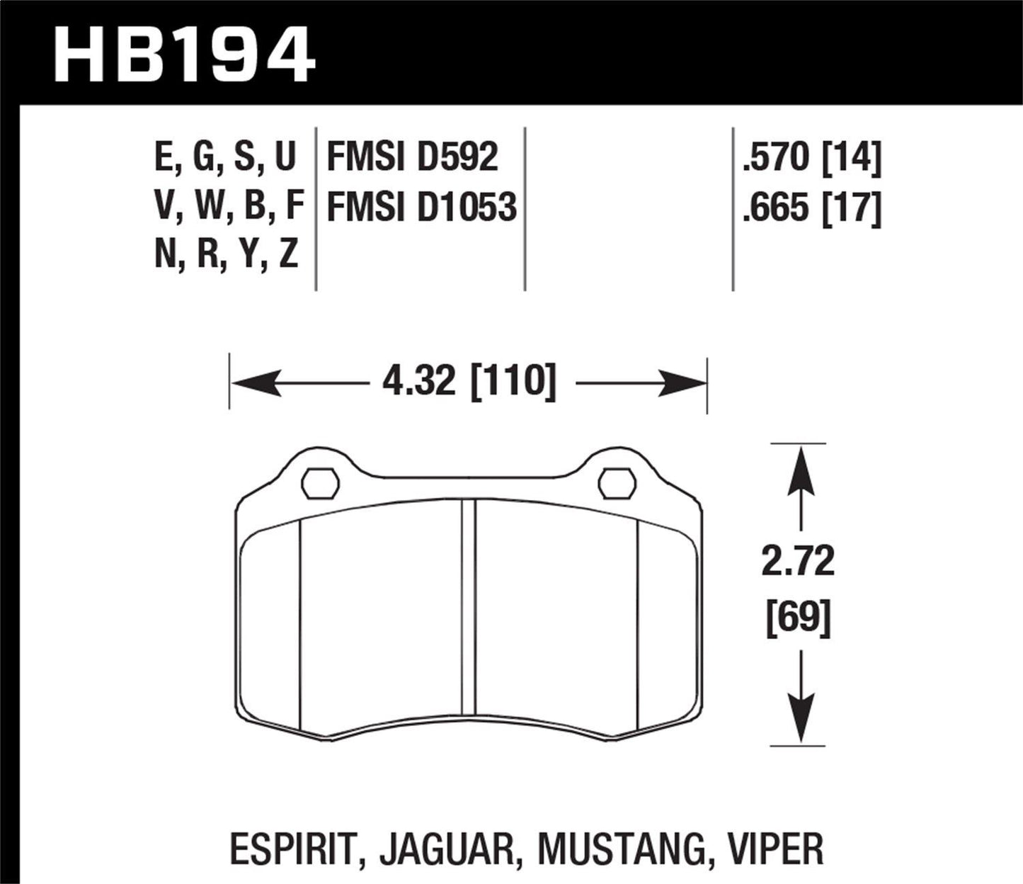 HAWK PERFORMANCE HB194Z.570 Disc Brake Pad Set