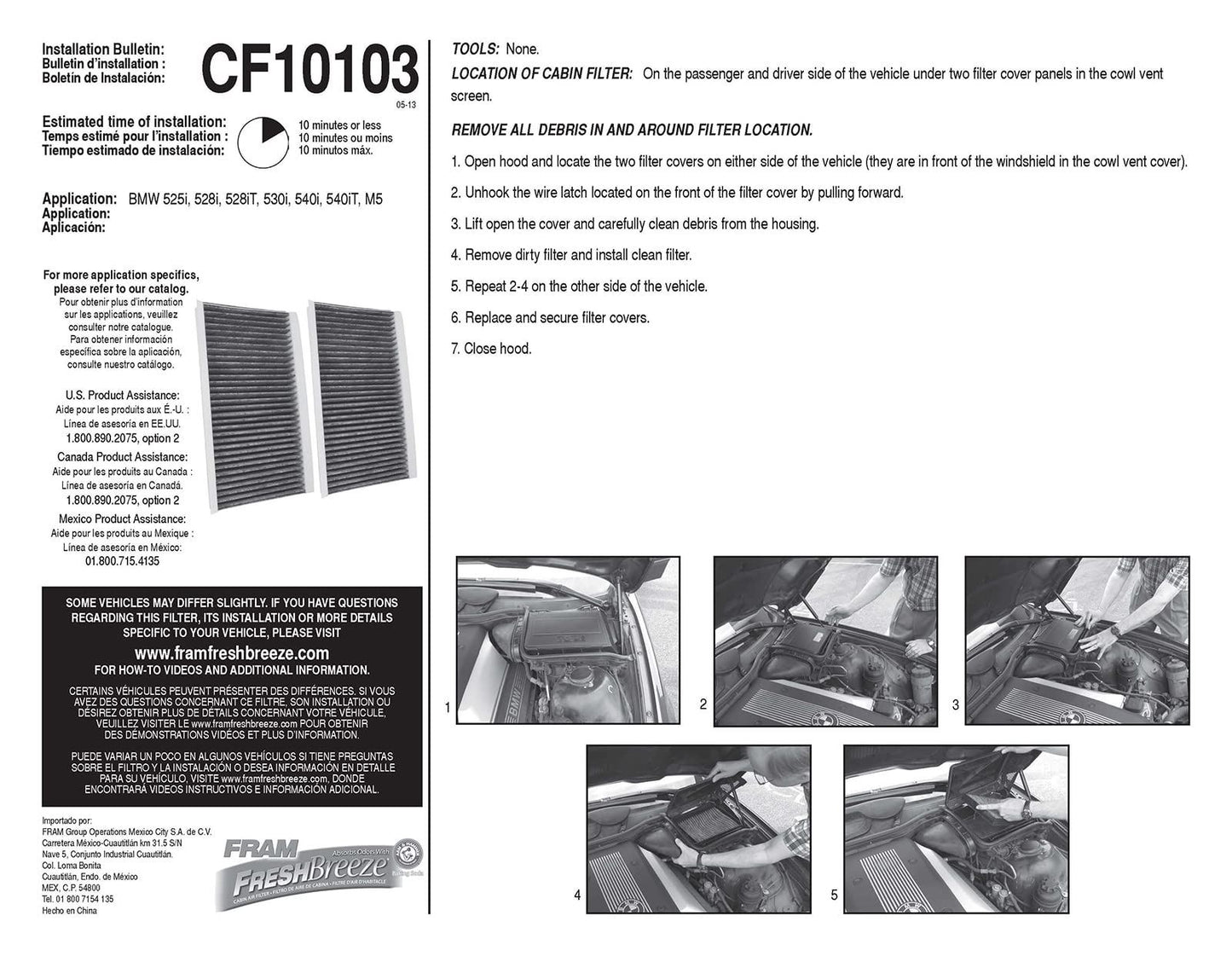 Fram CF10103 Cabin Air Filter
