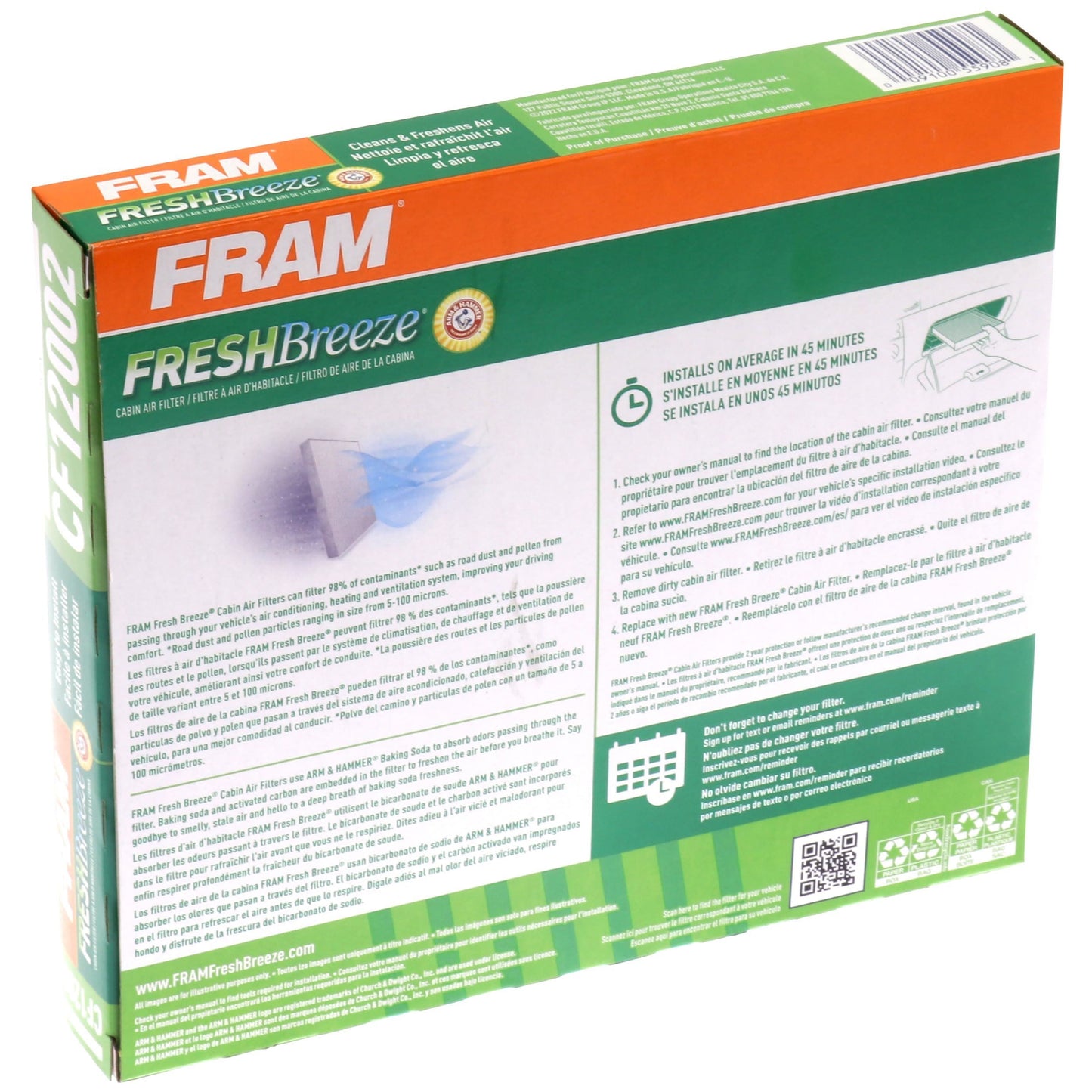 Filtre à air d'habitacle Fram CF12002