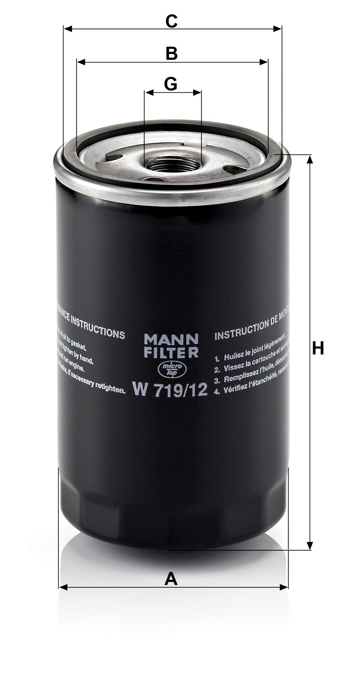 MANN-FILTER W 719/12 Filtro de aceite del motor