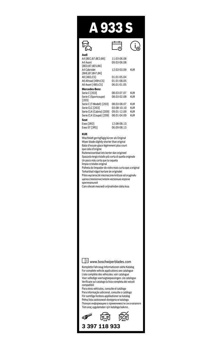 Bosch 3397118933 Juego de escobillas limpiaparabrisas