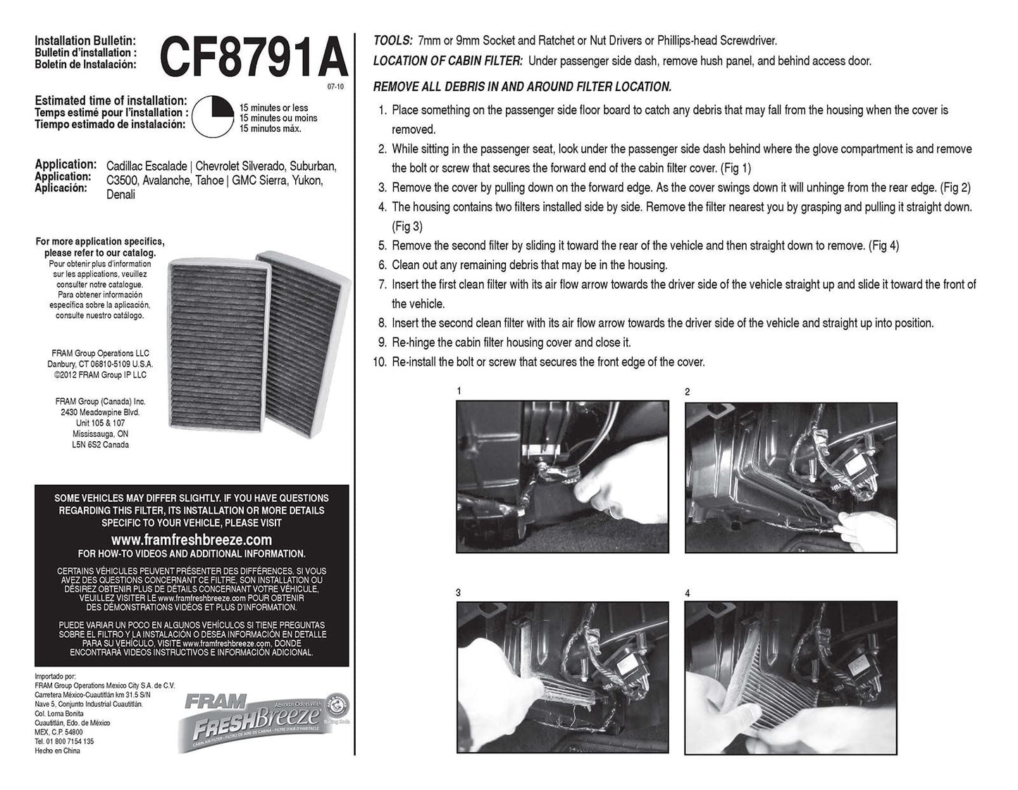Filtro de aire de cabina Fram CF8791A