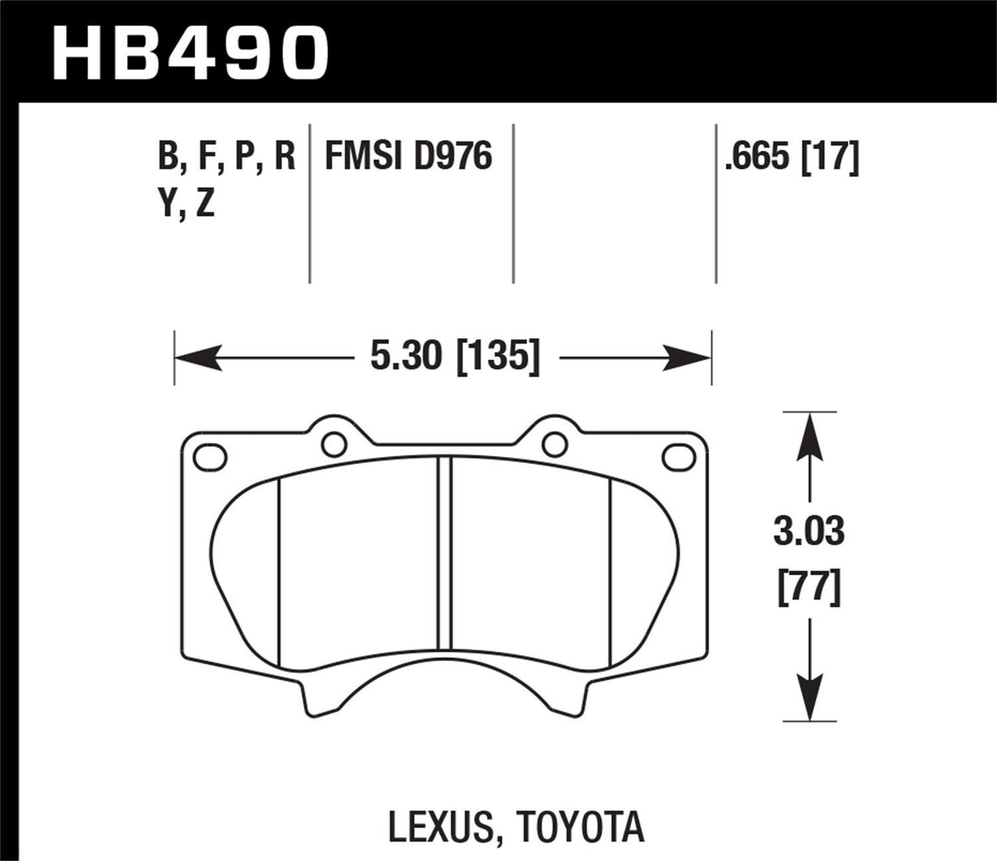 HAWK PERFORMANCE HB490Y.665 Juego de pastillas de freno de disco