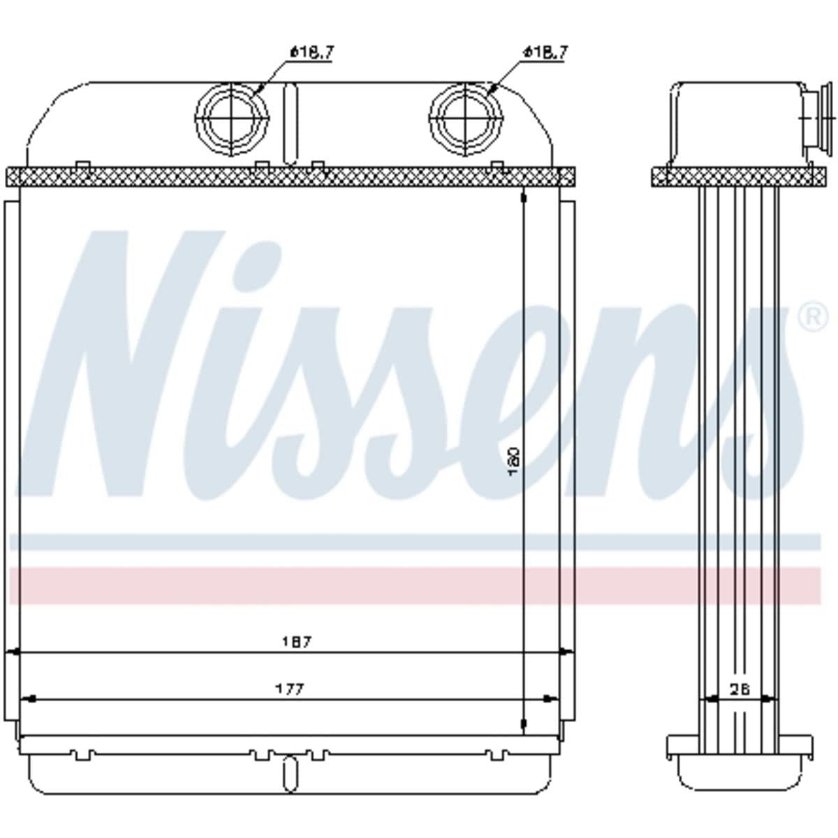 Núcleo del calentador HVAC Nissens North America 73644